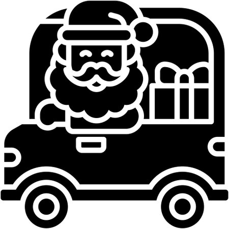 Santa Claus driving car icon, Xmas related vector illustrationのイラスト素材