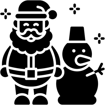 Santa Claus with snowman icon, Xmas related vector illustrationのイラスト素材