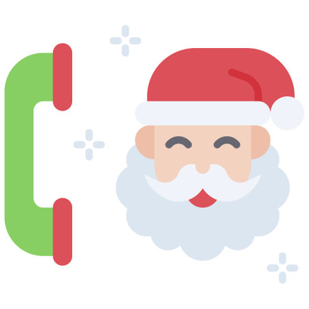 Santa Claus with telephone icon, Xmas related vector illustrationのイラスト素材
