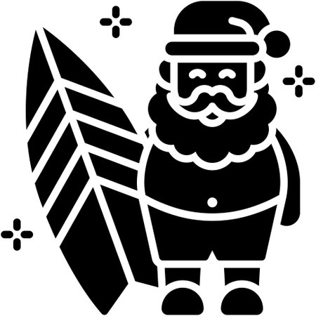 Santa Claus with surfboard icon, Xmas related vector illustrationのイラスト素材