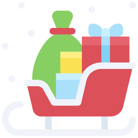 Gifts on sledge icon, Xmas related vector illustrationのイラスト素材