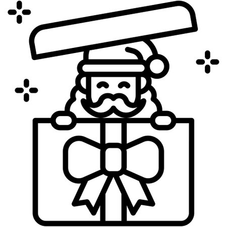 Santa Claus in gift box icon, Xmas related vector illustrationのイラスト素材