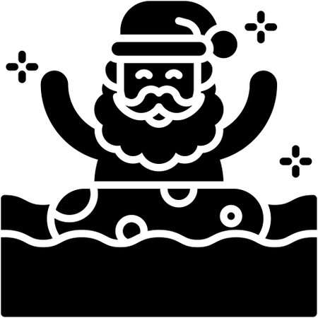 Santa Claus swimming icon, Xmas related vector illustrationのイラスト素材