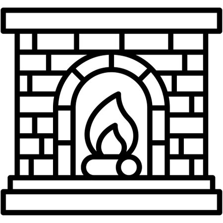 Fireplace icon, Xmas related vector illustrationのイラスト素材