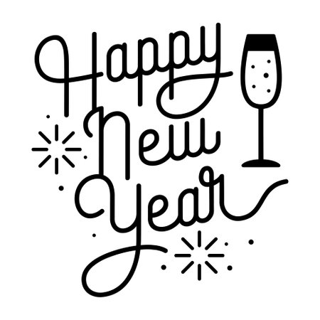 Typography work as black lettering handwriting text for use as poster, headline banner in new yearのイラスト素材