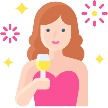 Female guest icon, New year realated vector illustrationのイラスト素材