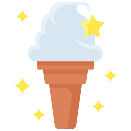 Ice cream cone icon, New year realated vector illustrationのイラスト素材