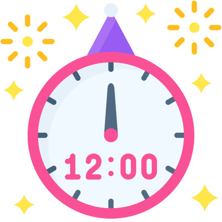 Timer icon, New year realated vector illustrationのイラスト素材