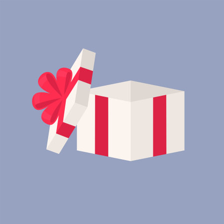 Colorful blank gift box in flat design for using as banner, poster for advertisingのイラスト素材