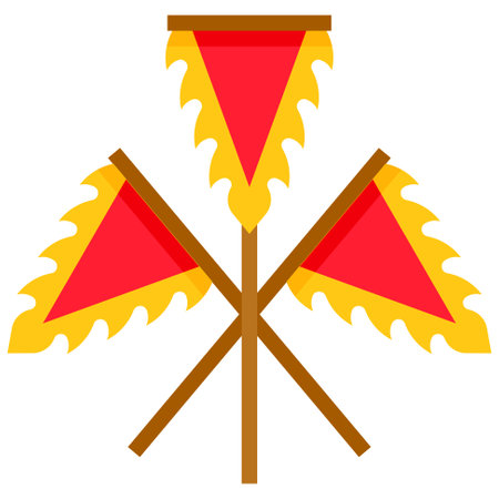 Flags icon, Lion dance related vector illustrationのイラスト素材