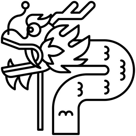 Dragon dance icon, Lion dance related vector illustrationのイラスト素材