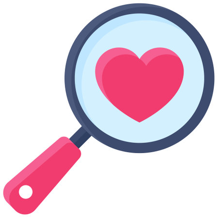 Magnifying glass icon, Valentines day related vector illustrationのイラスト素材