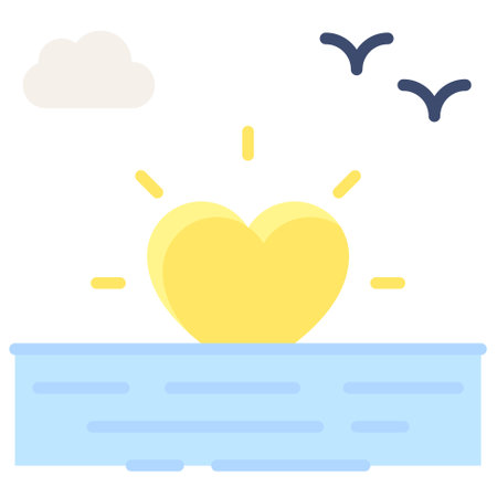 Sunset icon, Valentines day related vector illustrationのイラスト素材