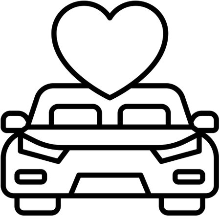 Car with heart icon, Valentines day related vector illustrationのイラスト素材