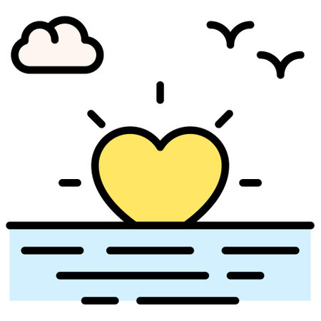 Sunset icon, Valentines day related vector illustrationのイラスト素材