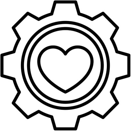 Gear with heart in center icon, Valentines day related vector illustrationのイラスト素材