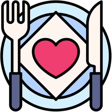 Dish fork and knife icon, Valentines day related vector illustrationのイラスト素材