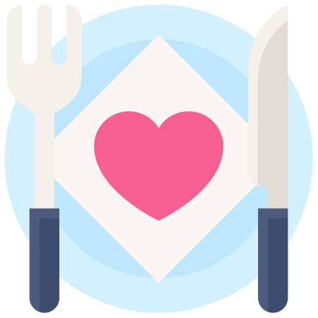 Dish fork and knife icon, Valentines day related vector illustrationのイラスト素材
