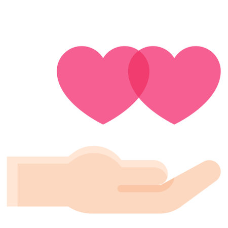 Hand with double heart icon, Valentines day related vector illustrationのイラスト素材