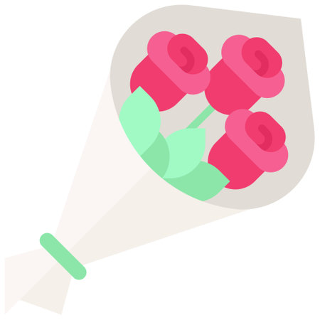 Rose bouquet icon, Valentines day related vector illustrationのイラスト素材