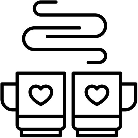 Couple mug icon, Valentines day related vector illustrationのイラスト素材