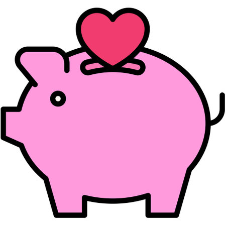 Piggy bank icon, Love and heart vector illustrationのイラスト素材