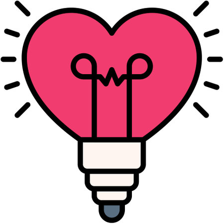 Heart shaped light bulb icon, Love and heart vector illustrationのイラスト素材