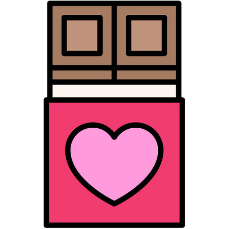 Chocloate bar icon, Love and heart vector illustrationのイラスト素材