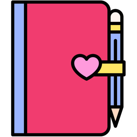 Love diary icon, Love and heart vector illustrationのイラスト素材