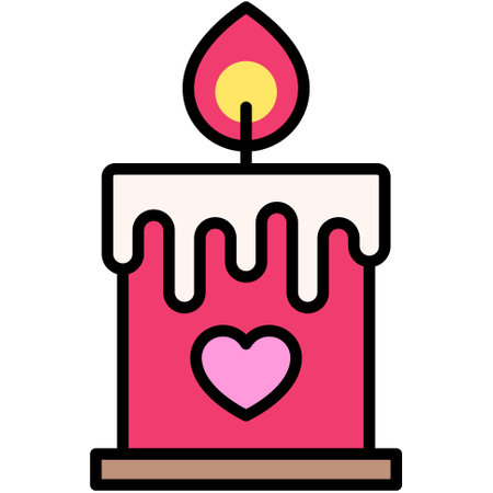 Candle icon, Love and heart vector illustrationのイラスト素材