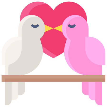 Couple bird icon, Love and heart vector illustrationのイラスト素材