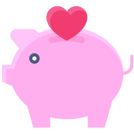 Piggy bank icon, Love and heart vector illustrationのイラスト素材