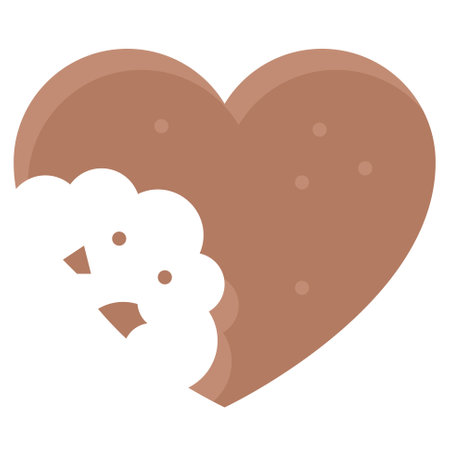 Heart shaped bitten cookie icon, Love and heart vector illustrationのイラスト素材
