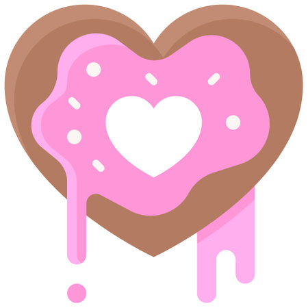 Heart shaped donut icon, Love and heart vector illustrationのイラスト素材