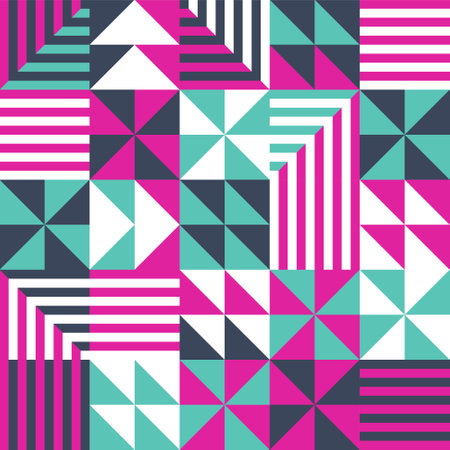 Modern abstract geometric seamless pattern for use as background, poster, backdrop, banner cover in Bauhaus or Scandinavian styleのイラスト素材