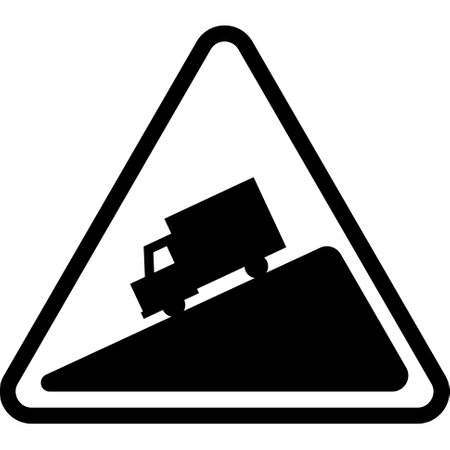 Hill warning sign icon, Traffic sign related vector illustrationのイラスト素材