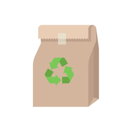 Paper bag with recycle sign vector, International plastic bag free day relatedのイラスト素材