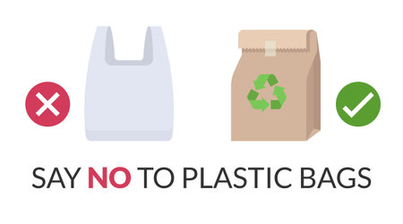 Say no to plastic bags vector, International plastic bag free day relatedのイラスト素材