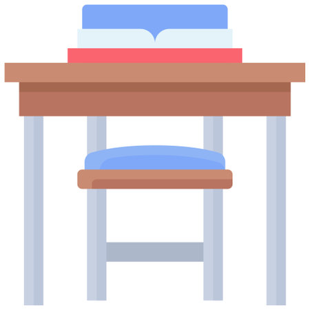 School chair and table icon, High school related vectorのイラスト素材