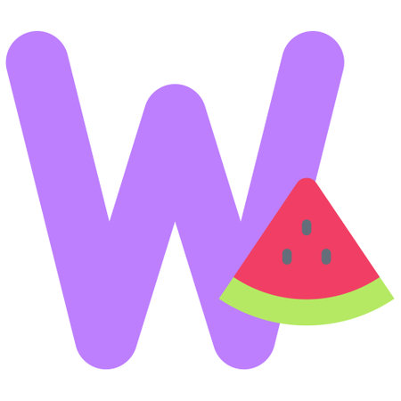 Letter W alphabet with watermelon icon vector illustrationのイラスト素材