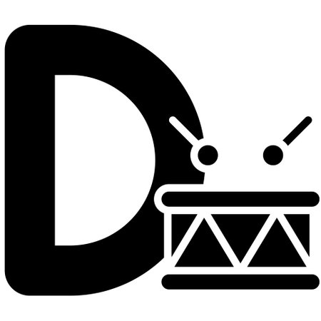 Letter D alphabet with drum icon vector illustrationのイラスト素材