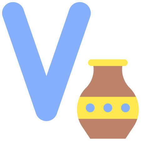 Letter V alphabet with vase icon vector illustrationのイラスト素材