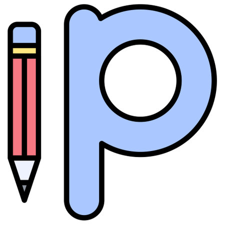 Letter p alphabet with pencil icon vector illustratorのイラスト素材