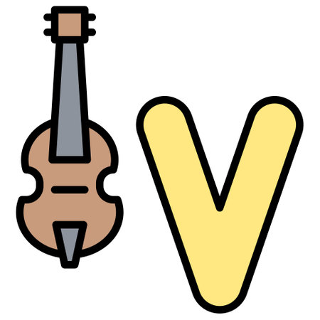 Letter v alphabet with violin icon vector illustratorのイラスト素材