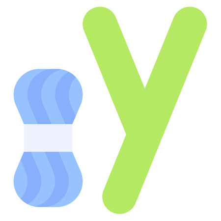 Letter y alphabet with yarn icon vector illustratorのイラスト素材