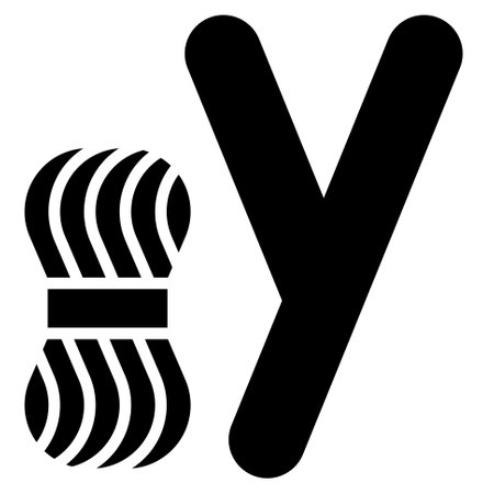 Letter y alphabet with yarn icon vector illustratorのイラスト素材