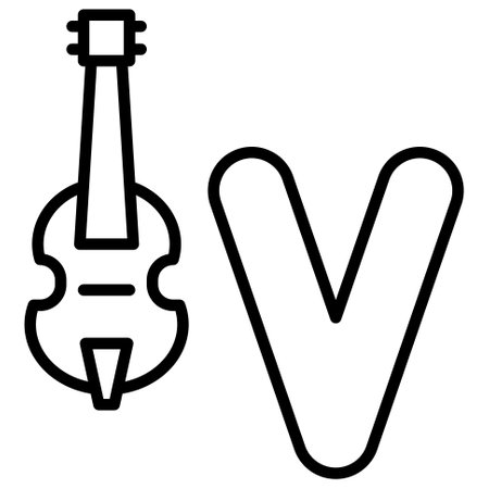 Letter v alphabet with violin icon vector illustratorのイラスト素材