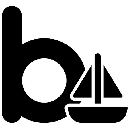 Letter b alphabet with boat icon vector illustratorのイラスト素材
