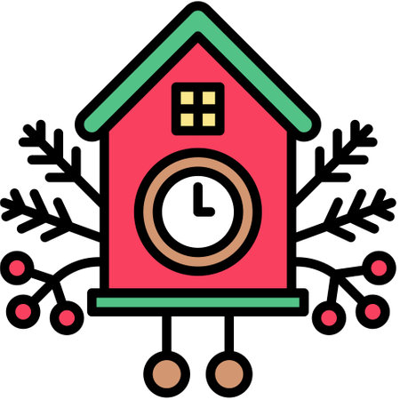 Clock house icon, a perfect Christmas related vector illustration. Bring warmth and joy to your projects with this festive graphic.のイラスト素材