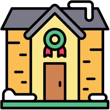 House icon, a perfect Christmas related vector illustration. Bring warmth and joy to your projects with this festive graphic.のイラスト素材